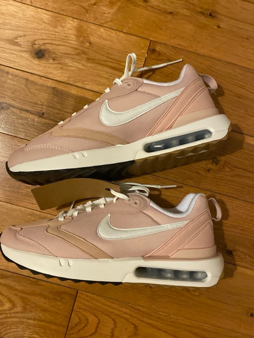 Nike Women's Light Pink and White Air Cushion Sneakers
